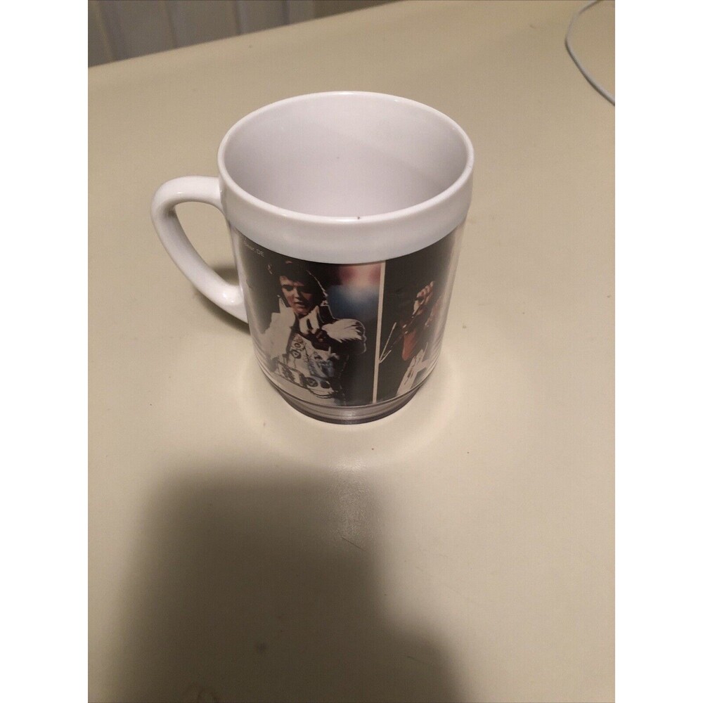 Vintage1977 Elvis plastic‎ thermo commemorative coffee mug Made in USA
